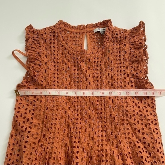 Madewell Eyelet Ruffle Sleeve Pintuck Mini Dress Mulled Cider AN137 - Picture 8 of 8